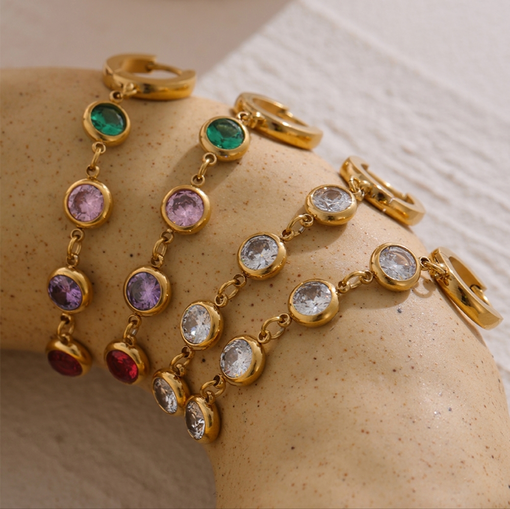 Elegant Colourful Diamond Earrings - Picture 3 of 7